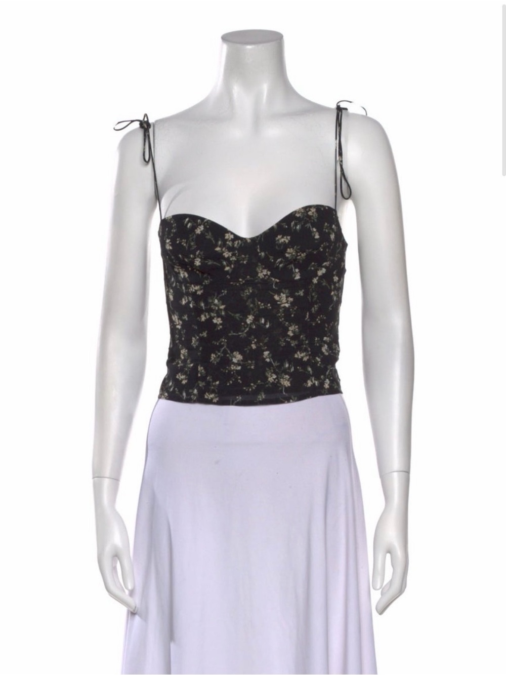 Reformation Black Floral Tie-Strap Cami